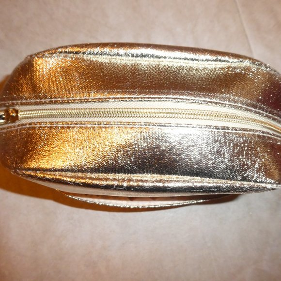 NEW LANCOME GOLD COSMETIC BAG WITH FRONT POCKET - Picture 4 of 5